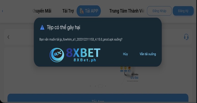 Anh em hãy ấn “Vẫn tải xuống” đã quét mã QR trên web nhà cái